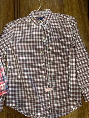 Ralph Lauren Red and White Plaid Button-Down Shirt